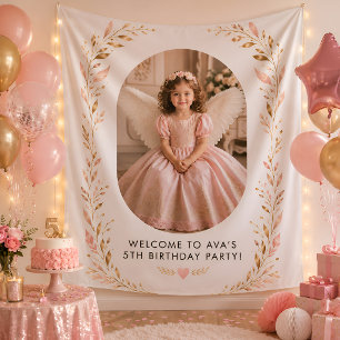 Tapete De Parede Pôster de Fundo de Aniversário de 5 Anos da Menina