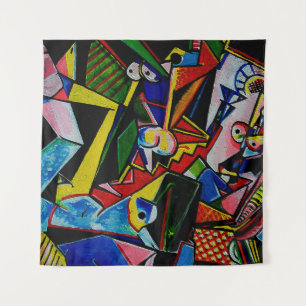 Tapete De Parede Praça de Curva de Triângulo de Pintura de Abstra