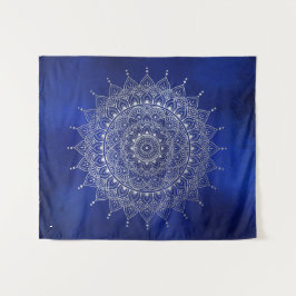 Tapete De Parede Prata elegante no Floral Azul Profundo Henna Manda