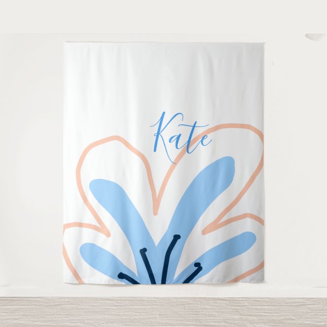 Tapete De Parede Presente boho retrô adicionar nome flor pastel lar (Frente)