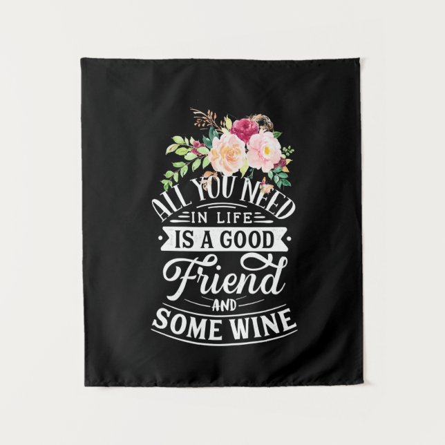 Tapete De Parede Presente de Natal | Bom Amigo e Algum Vinho (Frente)