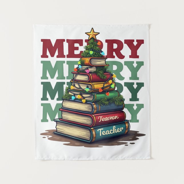 Tapete De Parede Presente de Professor | Livros de Natal para Profe (Frente)