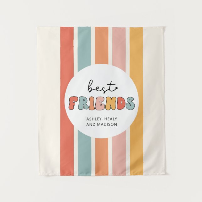 Tapete De Parede Presentes Personalizados de Melhores Amigas Retrô  (Frente)