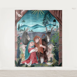 Tapete De Parede Presépio religioso Maria e menino Jesus
