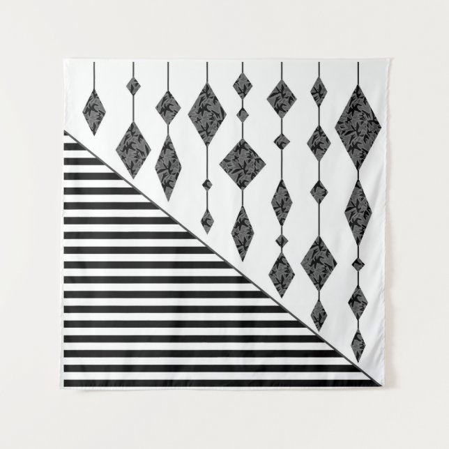 Tapete De Parede Preto e branco, abstrato, geométrico, simples, Dig (Frente)
