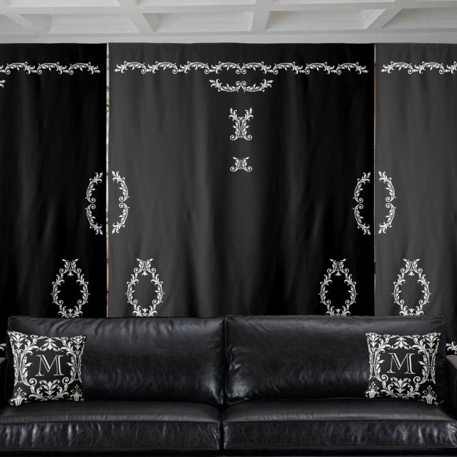 Tapete De Parede Preto e Branco, Acanthus Folheto Torna Sua (Criador carregado)