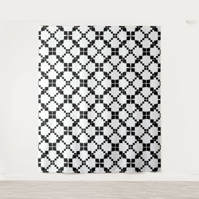 Tapete De Parede Preto e branco, geométrico, simples, em moda (Frente)