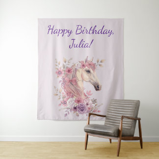 Tapete De Parede Pretty Ponies and Petals Horse Birthday Banner
