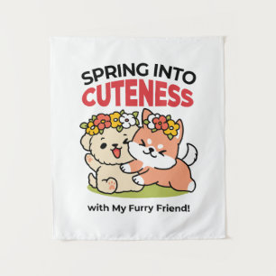 Tapete De Parede Primavera dentro da cutena - Ilustração Adorável d