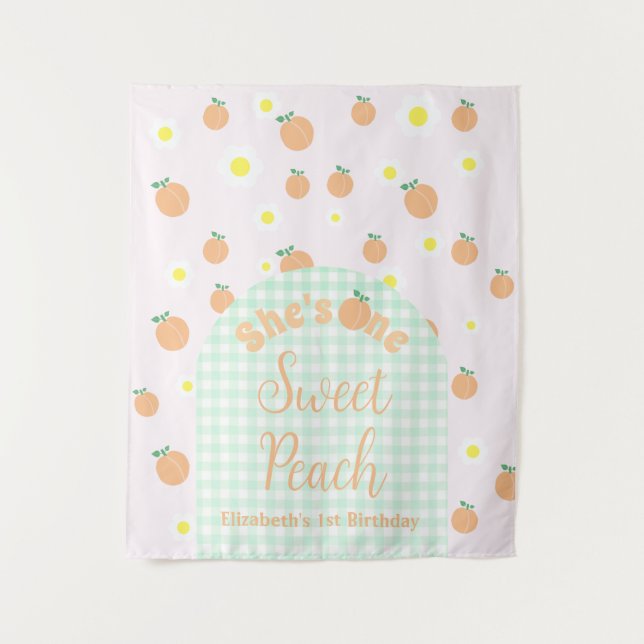 Tapete De Parede Primeiro aniversario Peach doce (Frente)