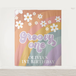 Tapete De Parede Primeiro aniversario Retro Arco-Íris Um