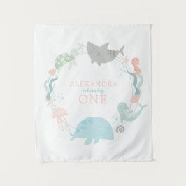 Tapete De Parede Primeiro Aniversário Sob O Mar 