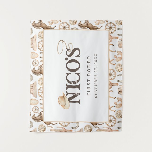 Tapete De Parede Primeiro Rodeio Neutro Aniversário de Cowboy do Su (Frente)