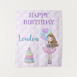 Tapete De Parede Princesa Menina Aniversariante Lavanda Turquesa Do