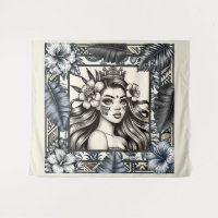 Princesa Polinésia Floral Tribal Azul