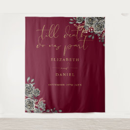 Tapete De Parede Prop. Foto De Casamento Floral Gótico E Burgundia 