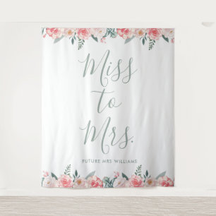 Tapete De Parede Propaganda de Chá de Noiva Floral de Miss para Mrs