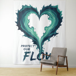 Tapete De Parede “Protect Our Flow – Ocean Heart Eco Tapestry