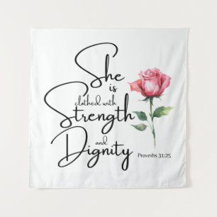 Tapete De Parede Provérbios 31:25 Ela é Bíblia Verso Flor