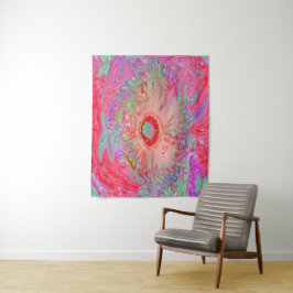 Tapete De Parede Psicodélico Retro Coral Arco-Íris Hibiscus