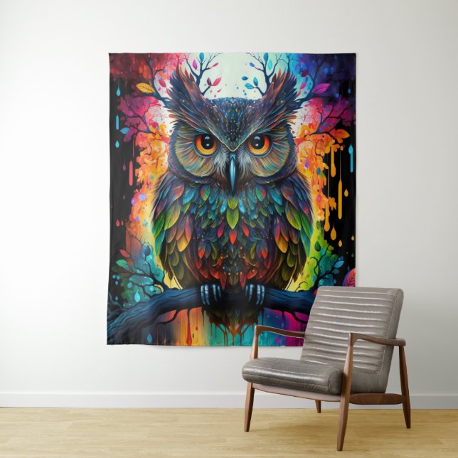 Tapete De Parede Psychedelic Fantasy Hippy Owl (In Situ)