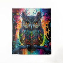 Psychedelic Fantasy Hippy Owl
