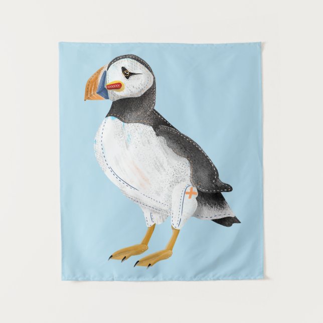 Tapete De Parede Puffin pintado e bonito (Frente)