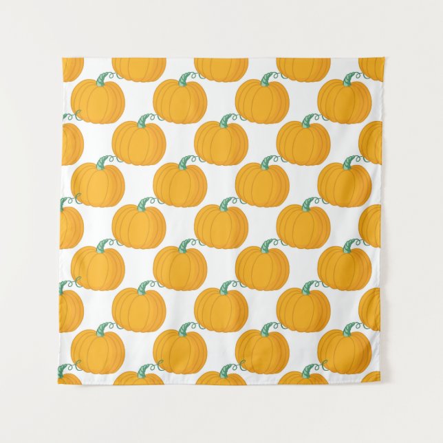 Tapete De Parede Pumpkin Charm: Padrão Desenhado À Mão. (Frente)