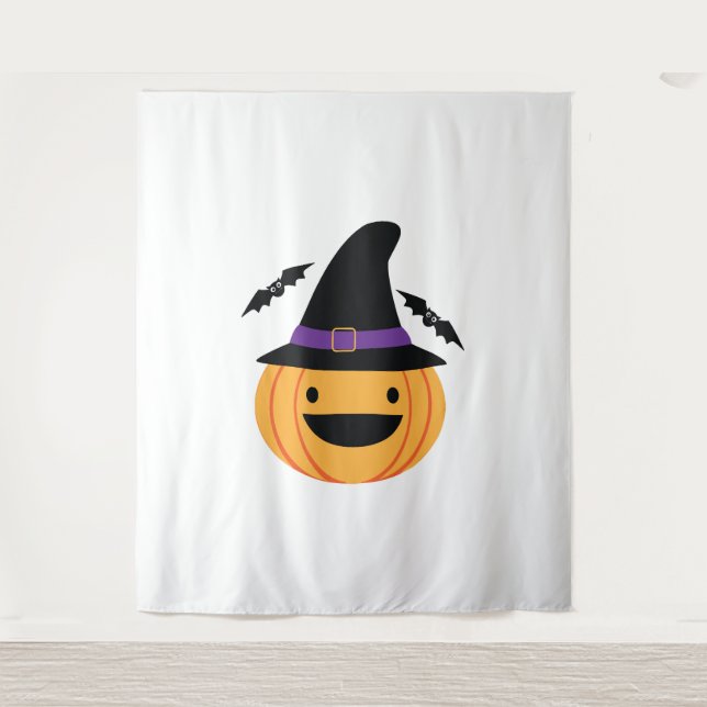 Tapete De Parede Pumpkin Halloween Jack O Lanterna Bat (Frente)