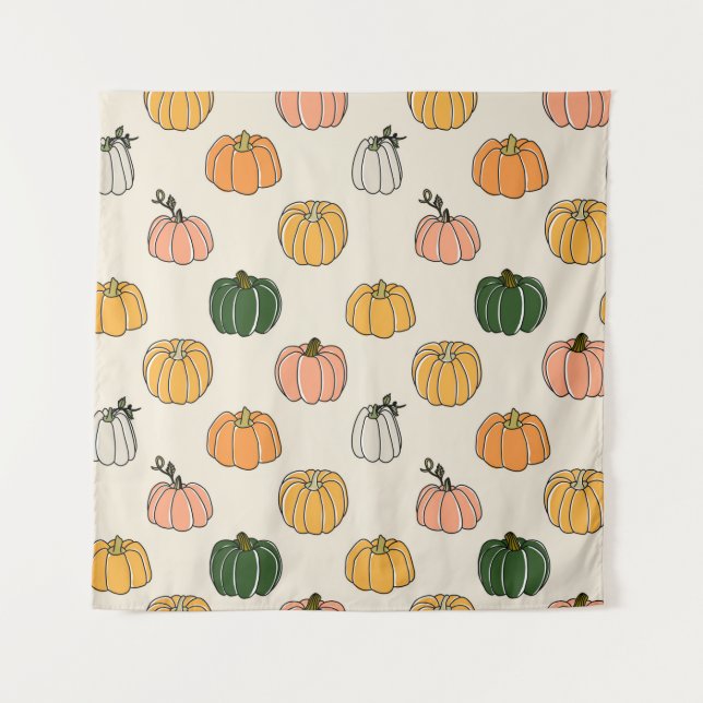 Tapete De Parede Pumpkin Harvest Vintage Padrão Invisível (Frente)