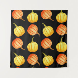 Tapete De Parede Pumpkin Laranja: Padrão De Aquarela Sem Costura.