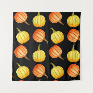 Tapete De Parede Pumpkin Laranja: Padrão De Aquarela Sem Costura.