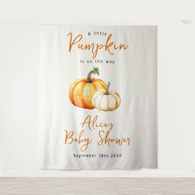 Tapete De Parede Pumpkin Rustic Fall Chá de fraldas Backdrop (Frente)