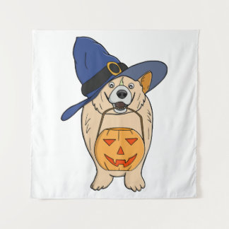 Tapete De Parede Pumpkin Witch Dog