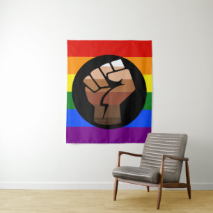 Tapete De Parede Punho erguido da bandeira das pessoas queer do Sli