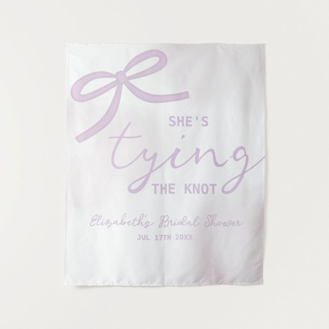 Tapete De Parede Purple Bow Watercolor Bridal Shower (Frente)