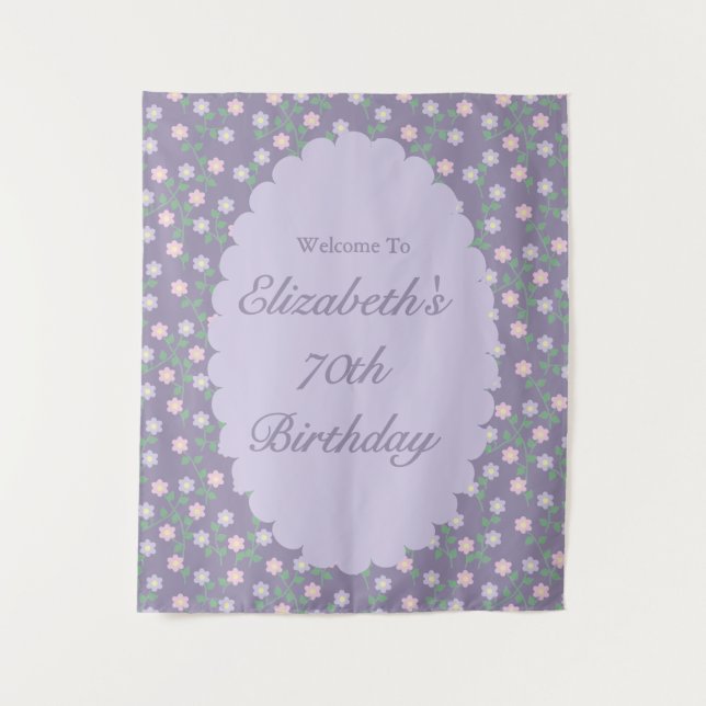 Tapete De Parede Purple Floral Birthday (Frente)