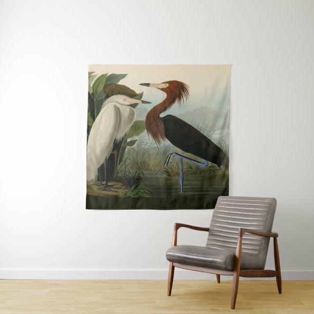 Tapete De Parede Púrpura Heron Audubon Bird Willife Painting (In Situ)