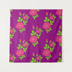 Tapete De Parede Púrpura, sem costura, com flores cor-de-rosa e ver