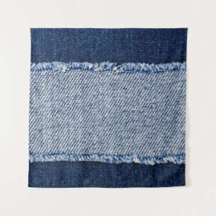 Tapete De Parede Quadro de jeans azuis com borda denim.