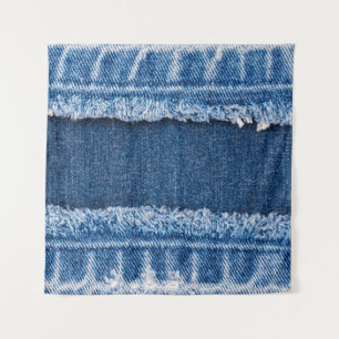 Tapete De Parede Quadro de Tecido Denim Com Dois Tons Branqueados