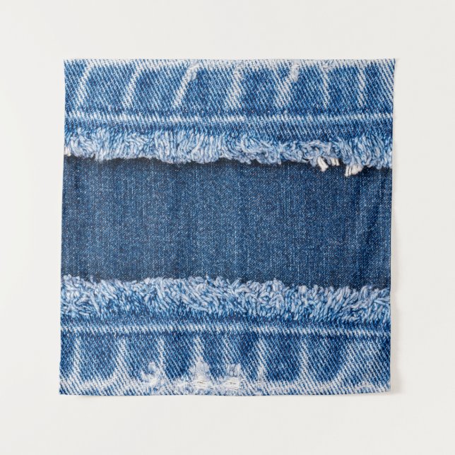 Tapete De Parede Quadro de Tecido Denim Com Dois Tons Branqueados (Frente)