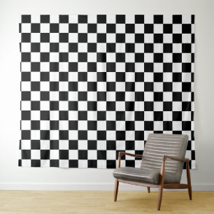 Tapete De Parede Quadro de Verificação Preto e Branco