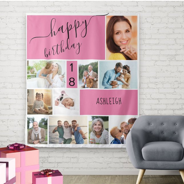 Tapete De Parede Qualquer Idade 10 Fotos Colagem Personalizada Rosa (Criador carregado)