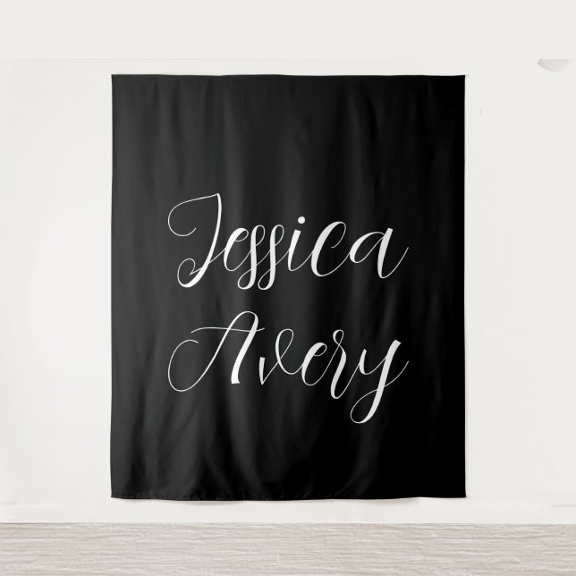 Tapete De Parede Qualquer Nome | Script branco editável elegante em (Frente)