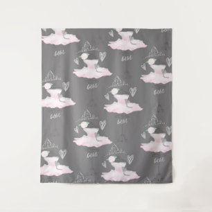 Tapete De Parede Quarto de Meninas Bailarina Pink & Grey Couture