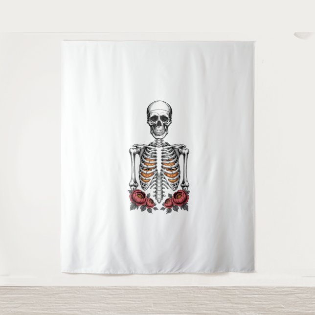 Tapete De Parede Quebra de Pumpkin Engraçado Skeleton (Frente)