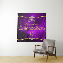 Tapete De Parede Quinceanera Aniversário de 15 anos Roxo Brilho Dou