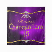 Quinceanera Aniversário de 15 anos Roxo Brilho Dou