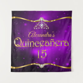 Tapete De Parede Quinceanera Aniversário de 15 anos Roxo Brilho Dou